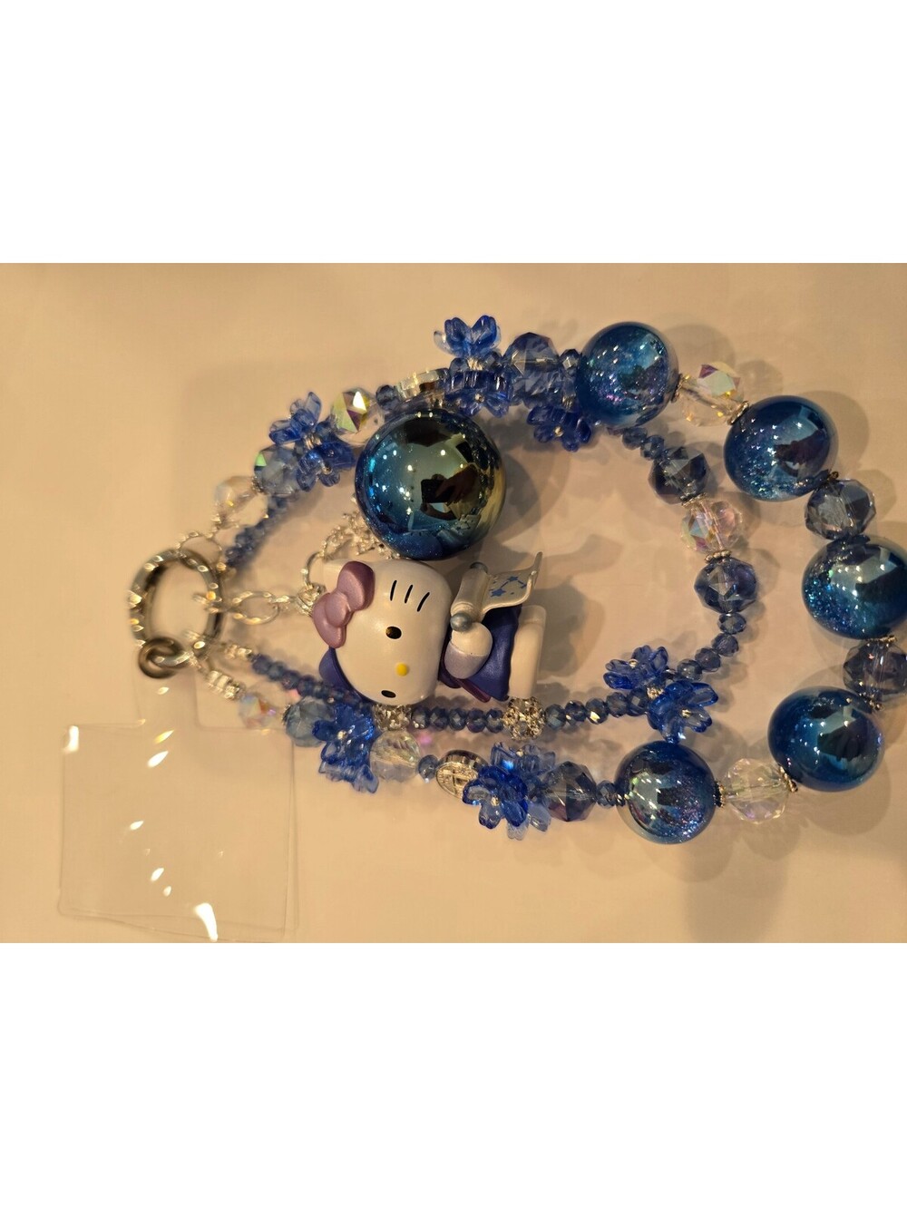 Hello Kitty blue beaded keychain